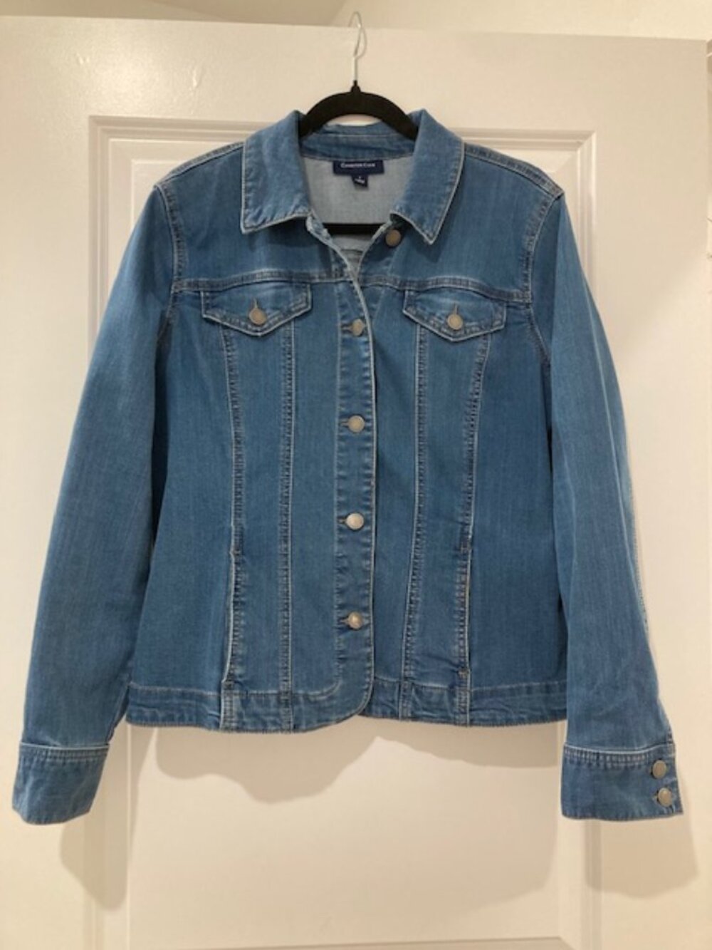 Charter Club Classic Medium Wash Blue Denim Jacket - Size L